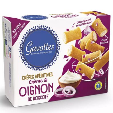 Knusprige Gavottes Crêpes mit Sahne und Roscoff-Zwiebeln - 80 Gramm