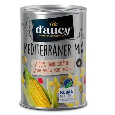 d'aucy Mediterraner Mix - 100% ohne Salz und Zuckerzusatz, klimaneutral, 285g Dose