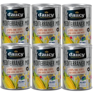 d'aucy Mediterraner Mix - 100% ohne Salz und Zuckerzusatz, klimaneutral, 6x285g Dose