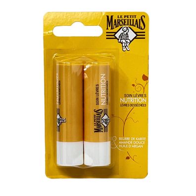 Le Petit Marseillais Lippenpflege Shea Mandel Argan 2 x 4,9g–Intensive Feuchtigkeit