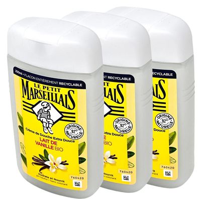 Le Petit Marseillais Duschgel mit Vanillemilch – 3x 250 ml Packung