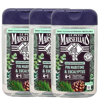 Le Petit Marseillais Duschgel Seekiefer & Eukalyptus 3x250 ml – Frischepflege