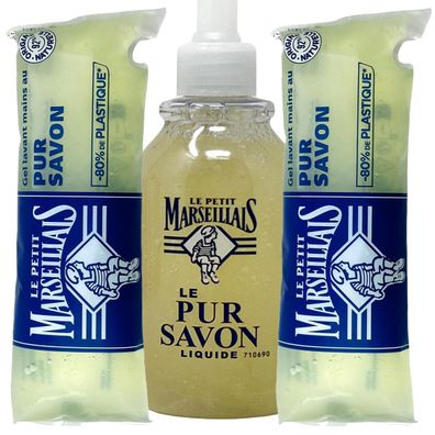 Le Petit Marseillais Flüssigseife Pur Savon Liquide 300ml + 2x250ml Nachfüllpack