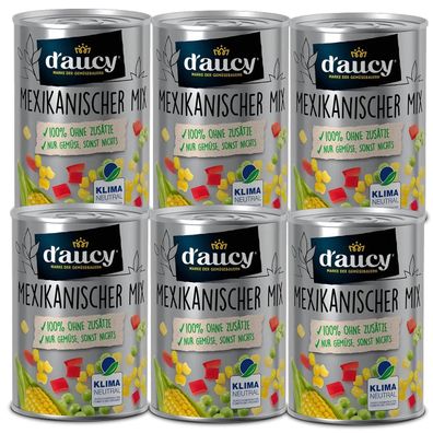 d'aucy Mexiko Mix -- 100% ohne Salz und Zuckerzusatz, klimaneutral, 6 x 285 g Dose