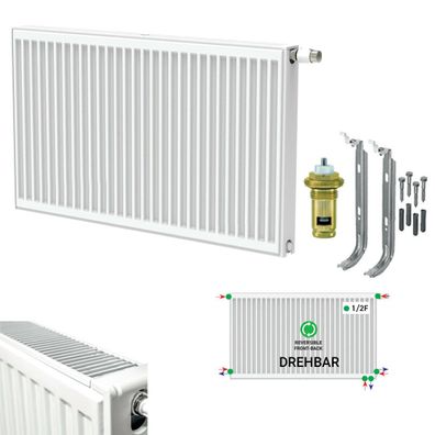 Belrad Universalheizk?rper Kompakt Ventilheizk?rper 6 Anschl?sse T22 600x1000-1732W