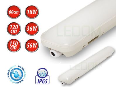 18W 60cm LED Slim Feuchtraumleuchte IP65 1500lm Wannenleuchte