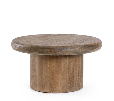 Beistelltisch Lopez Ø75 x 41 cm Mango-Holz Tischplatte mit Sockel Rund Braun
