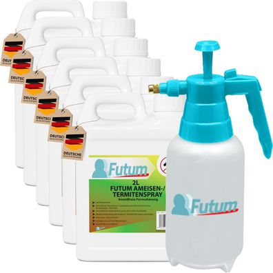 FUTUM 6x2L Ameisenspray / Termitenspray Ameisen bekämpfen abwehren + 2L Sprüher