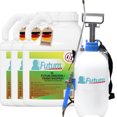 FUTUM 3x5L Ameisenspray / Termitenspray Ameisen bekämpfen abwehren + 5L Sprüher