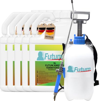 FUTUM 5x5L Ameisenspray / Termitenspray Ameisen bekämpfen abwehren + 5L Sprüher