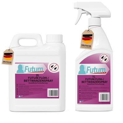 FUTUM 2L + 1L Bettwanzenspray / Flohspray Wanzen bekämpfen Flöhe Abwehren Tierflöhe B