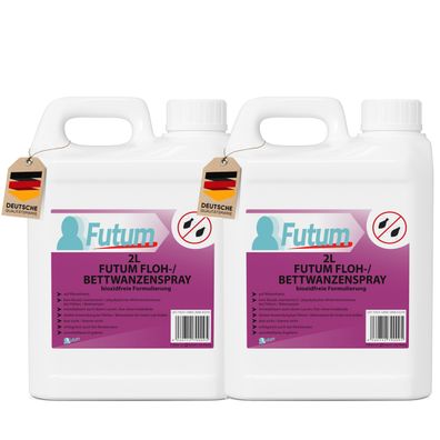 FUTUM 2x2L Bettwanzenspray / Flohspray Wanzen bekämpfen Flöhe Abwehren Tierflöhe Bett