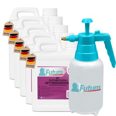 FUTUM 5x2L Bettwanzenspray / Flohspray Wanzen bekämpfen Flöhe Abwehren Tierflöhe Bett