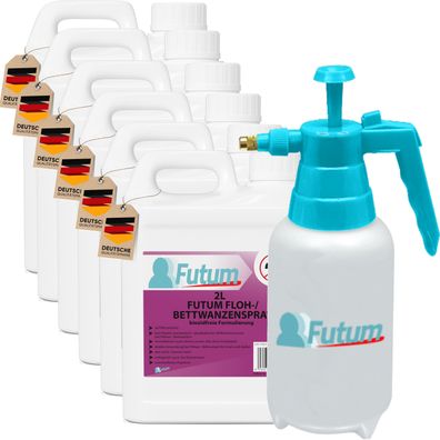 FUTUM 6x2L Bettwanzenspray / Flohspray Wanzen bekämpfen Flöhe Abwehren Tierflöhe Bett