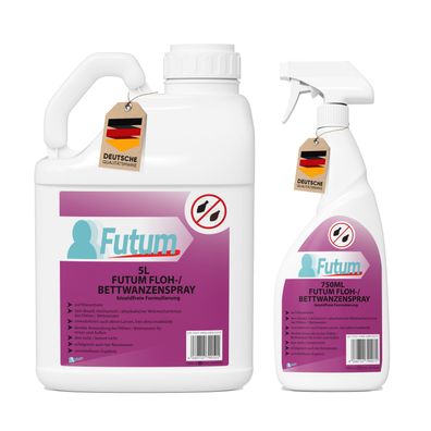 FUTUM 5L + 750ml Bettwanzenspray / Flohspray Wanzen bekämpfen Flöhe Abwehren Tierflöh