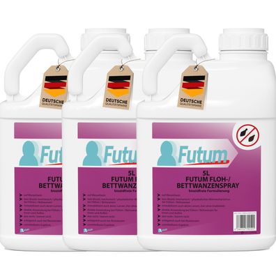 FUTUM 3x5L Bettwanzenspray / Flohspray Wanzen bekämpfen Flöhe abwehren Insektenspray