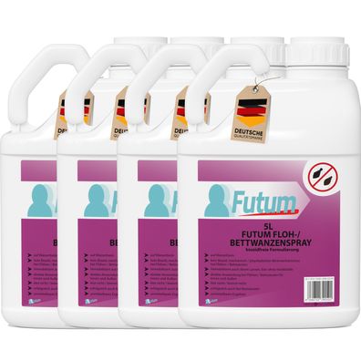 FUTUM 4x5L Bettwanzenspray / Flohspray Wanzen bekämpfen Flöhe abwehren Insektenspray