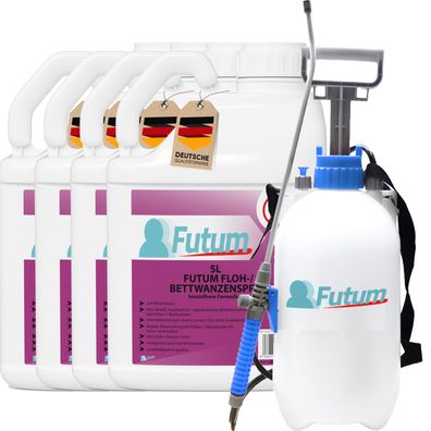 FUTUM 4x5L Bettwanzenspray / Flohspray Wanzen bekämpfen Flöhe abwehren Insektenspray