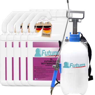 FUTUM 5x5L Bettwanzenspray / Flohspray Wanzen bekämpfen Flöhe Abwehren Tierflöhe Bett