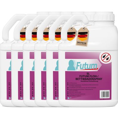 FUTUM 6x5L Bettwanzenspray / Flohspray Wanzen bekämpfen Flöhe abwehren Insektenspray