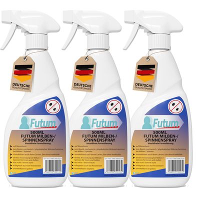 FUTUM 3x500ml Milbenspray / Spinnenspray Milbenmittel Ant-Spinnen-Mittel Spinnen Abwe