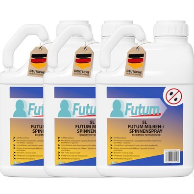 FUTUM 3x5L Milbenspray / Spinnenspray Milbenmittel Ant-Spinnen-Mittel Spinnen Abwehr