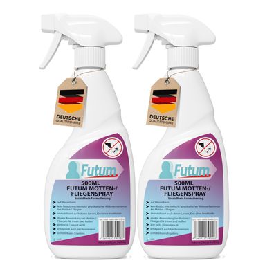 FUTUM 2x500ml Mottenspray / Fliegenspray Motten bekämpfen Fliegen Abwehr