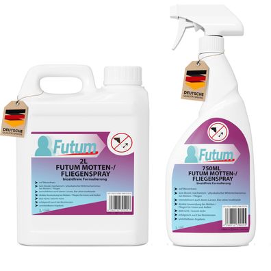 FUTUM 2L + 750ml Mottenspray / Fliegenspray Motten bekämpfen Fliegen Abwehr