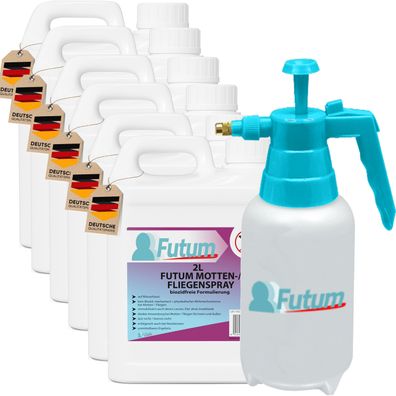 FUTUM 6x2L Mottenspray / Fliegenspray Motten bekämpfen Fliegen Abwehr + 2L Sprüher