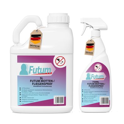 FUTUM 5L + 750ml Mottenspray / Fliegenspray Motten bekämpfen Fliegen Abwehr