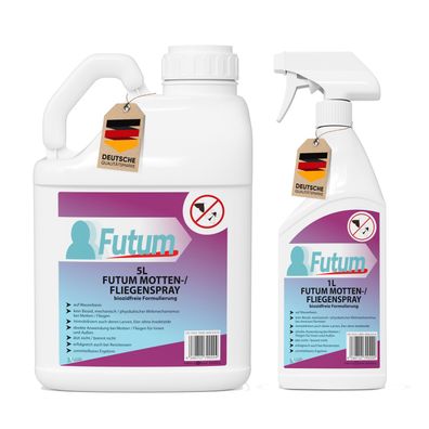 FUTUM 5L + 1000ml Mottenspray / Fliegenspray Motten bekämpfen Fliegen Abwehr