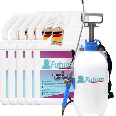 FUTUM 5x5L Mottenspray / Fliegenspray Motten bekämpfen Fliegen Abwehr + 5L Sprüher