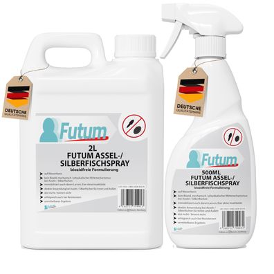 FUTUM 2L + 500ml Silberfischspray / Asselspray Silberfische bekämpfen Assel Abwehr