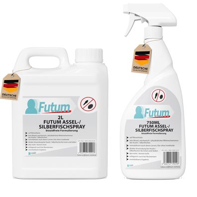 FUTUM 2L + 750ml Silberfischspray / Asselspray Silberfische bekämpfen Assel Abwehr