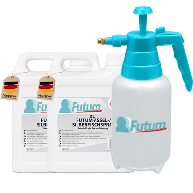 FUTUM 2x2L Silberfischspray / Asselspray Silberfische bekämpfen Assel Abwehr + 2L Spr