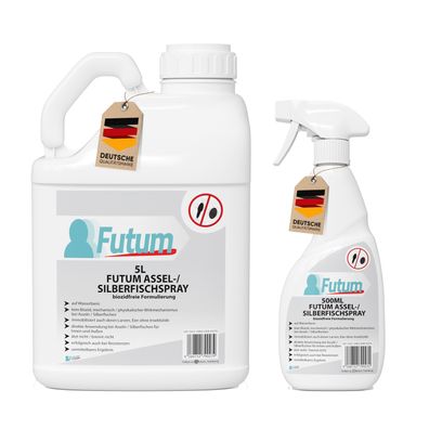 FUTUM 5L + 500ml Silberfischspray / Asselspray Silberfische bekämpfen Assel Abwehr