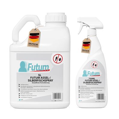 FUTUM 5L + 750ml Silberfischspray / Asselspray Silberfische bekämpfen Assel Abwehr