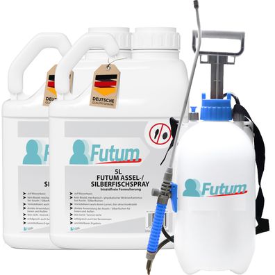 FUTUM 2x5L Silberfischspray / Asselspray Silberfische bekämpfen Assel Abwehr + 5L Spr