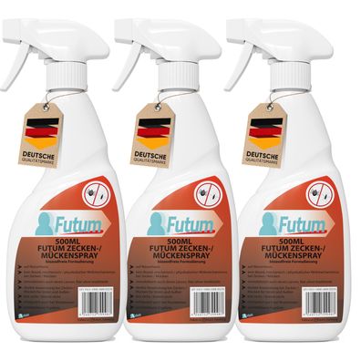 FUTUM 3x500ml Zeckenspray / Mückenspray zecken Abweh Mücken bekämpfen