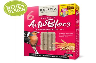 Delicia Pick-me-up Aktiv Bloc mit Aufhänger Vogelfutter ganzjahres Futter 6 Stck