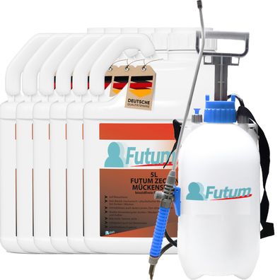 FUTUM 6x5L Zeckenspray / Mückenspray zecken Abweh Mücken bekämpfen + 5L Sprüher