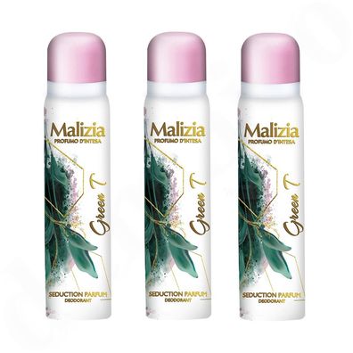 Malizia DONNA deo Body Spray deodorant Green Tea 3x 100 ml