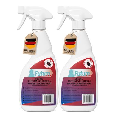 FUTUM 2x500ml Schabenspray / Kakerlakenspray gegen Schaben Kakerlakenmittel Abwehr