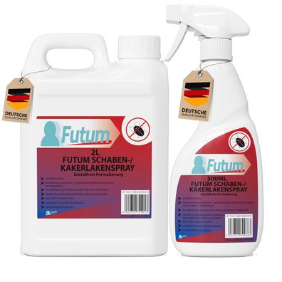 FUTUM 2L + 500ml Schabenspray / Kakerlakenspray gegen Schaben Kakerlakenmittel Abwehr