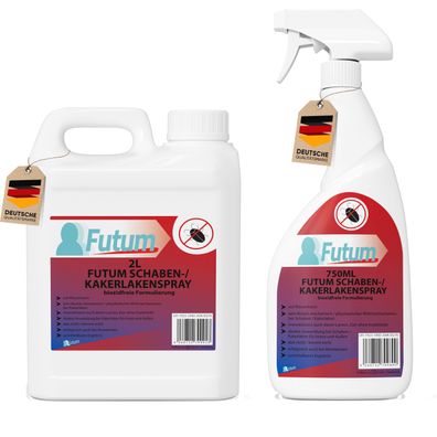 FUTUM 2L + 750ml Schabenspray / Kakerlakenspray gegen Schaben Kakerlakenmittel Abwehr