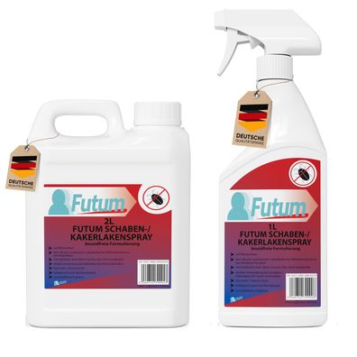 FUTUM 2L + 1L Schabenspray / Kakerlakenspray gegen Schaben Kakerlakenmittel Abwehr