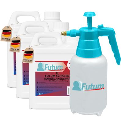 FUTUM 3x2L Schabenspray / Kakerlakenspray gegen Schaben Kakerlakenmittel Abwehr + 2L