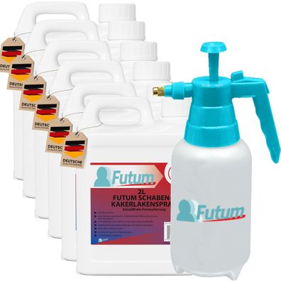 FUTUM 6x2L Schabenspray / Kakerlakenspray gegen Schaben Kakerlakenmittel Abwehr + 2L