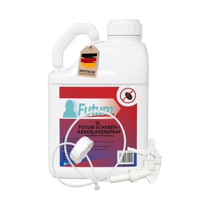 FUTUM 5L Schabenspray / Kakerlakenspray gegen Schaben Kakerlakenmittel Abwehr + 5L Sp