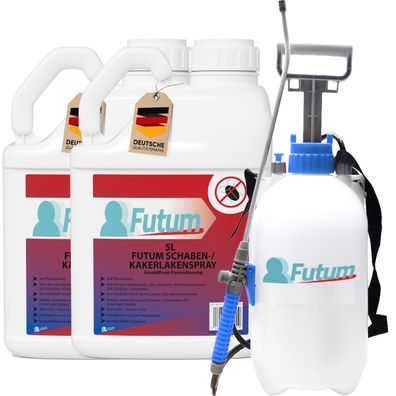 FUTUM 2x5L Schabenspray / Kakerlakenspray gegen Schaben Kakerlakenmittel Abwehr + 5L